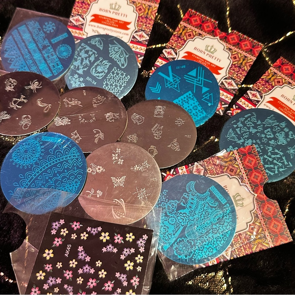Born Pretty Nail Art Stamping Plates Set of 11 — Mermaid Butterfly Geisha Floral